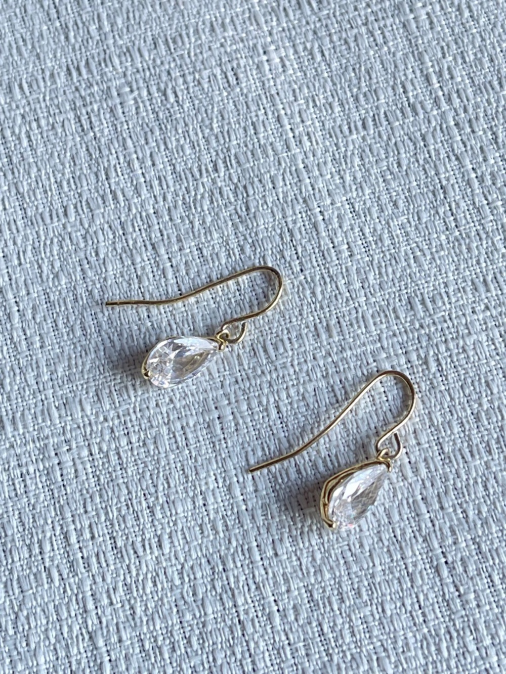 Melinda Maria Gold Teardrop Crystal Dangle Earrings - Picture 6 of 8
